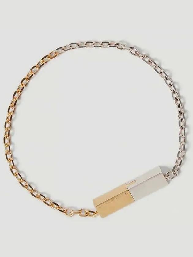 Bottega Veneta Dual Tone Chain Bracelet Silver Gold