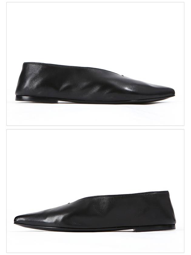 CELINE Stitch Babouche Point Toe Leather Flat Black