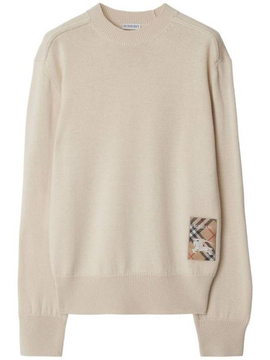 Burberry Check Label Wool Knit Top Nutmeg