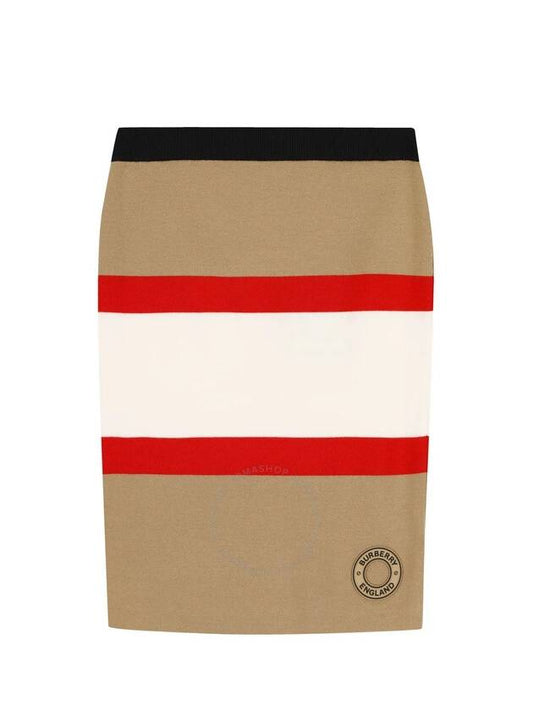 Burberry Burberry Logo Patch Color-Block Stripe Skirt, Size 6Y