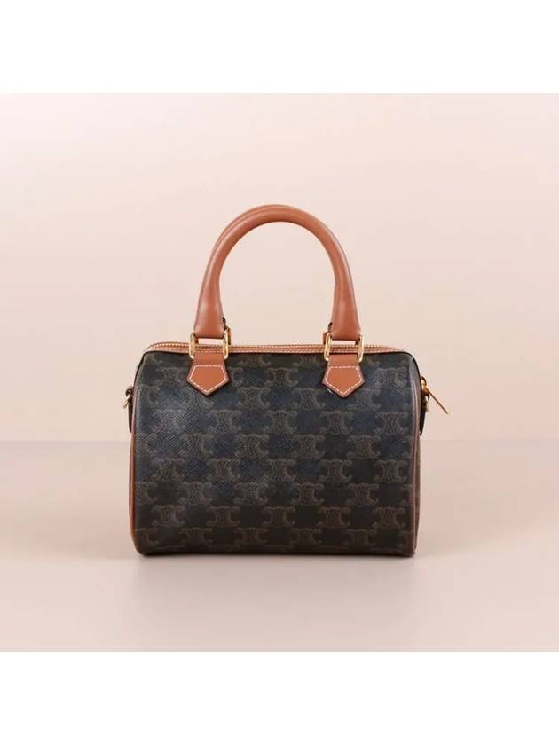 CELINE Small Boston Triomphe Canvas Tote Bag Tan