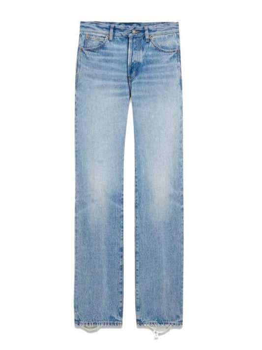Saint Laurent Low Rise Denim Straight Jeans Blue