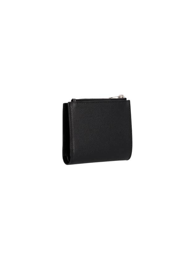 Saint Laurent Grain de Poudre Embossed Leather Zipper Card Wallet Black