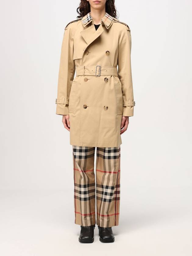 Burberry Vintage Check Cotton Trench Coat Beige
