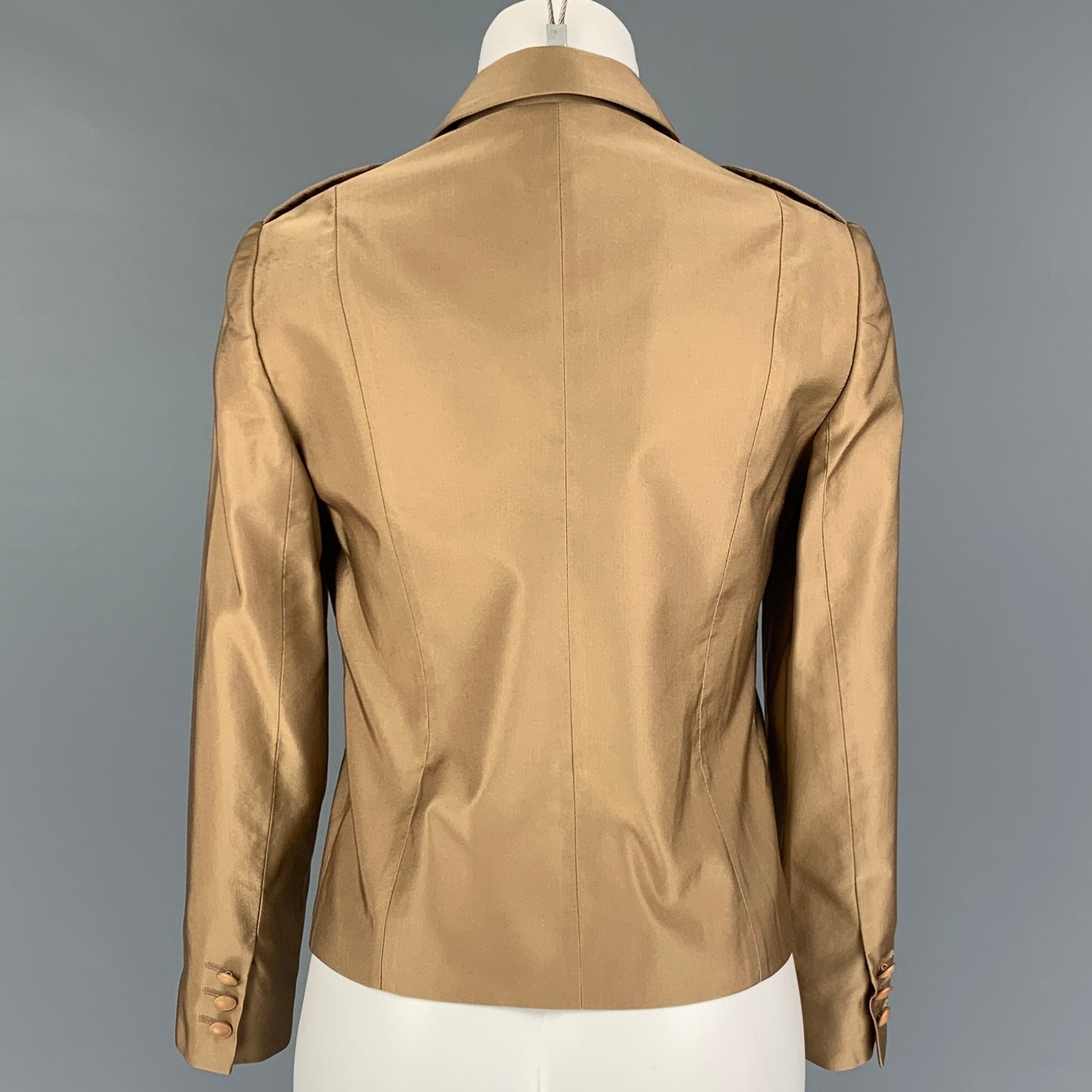 PRADA Size 6 Copper Wool Silk Single Breasted Jacket Blazer