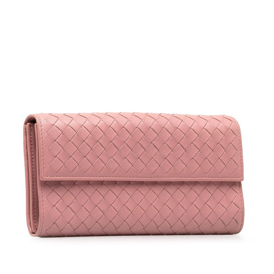 Bottega Veneta  Intrecciato Long Wallet in Leather Pink