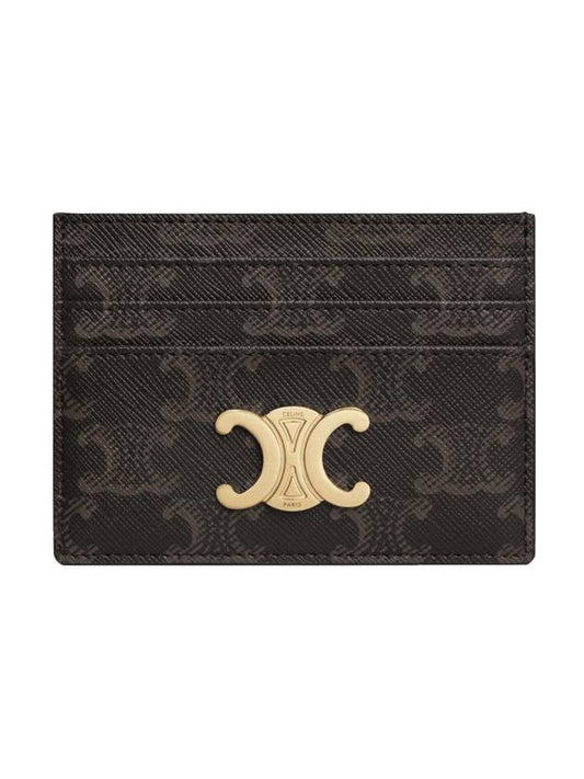 CELINE Triomphe Card Holder in Triomphe Canvas Tan