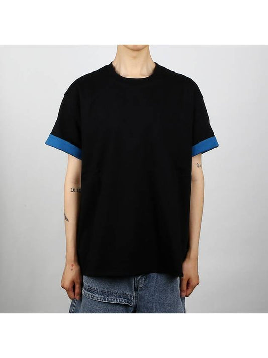 Bottega Veneta Double Layer Cotton Short Sleeve T-Shirt Black