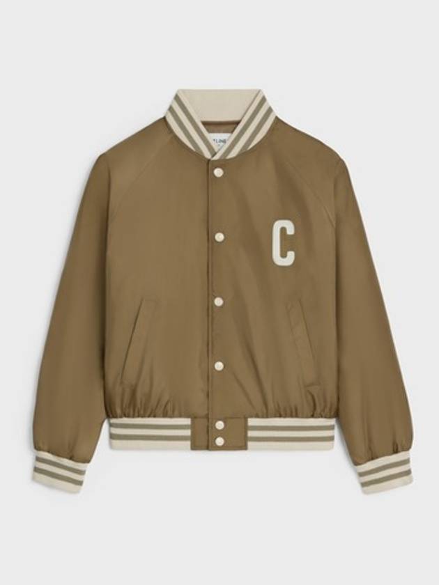 CELINE Paris Teddy Lightweight Nylon Bomber Jacket Caramel