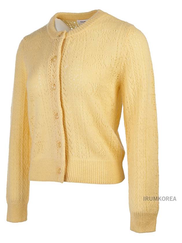 CELINE All Over Triomphe Shetland Pointelle Cardigan Yellow