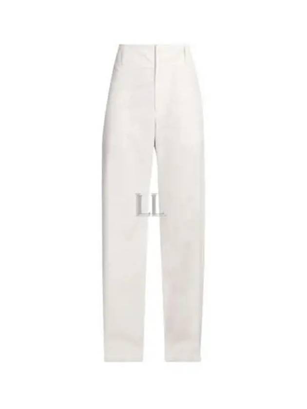 Bottega Veneta Compact Cotton Trousers Straight Pants White