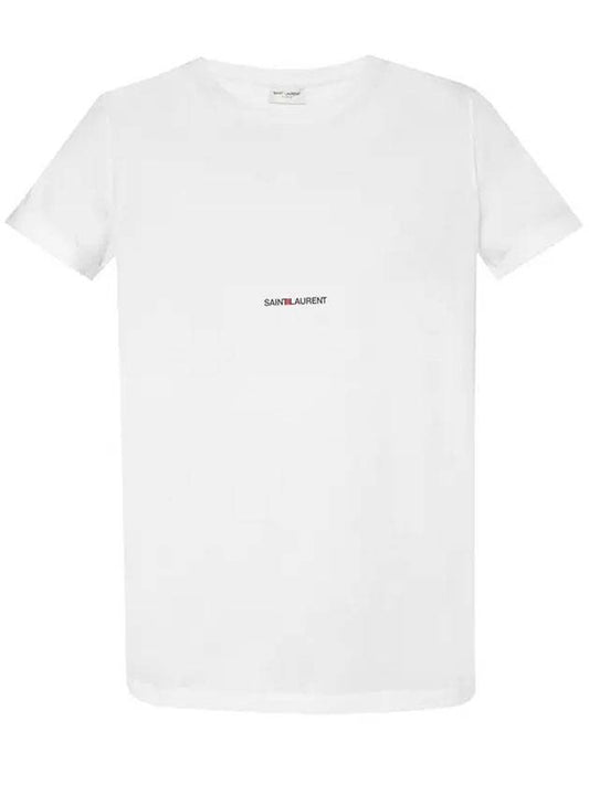 Saint Laurent Men's Small Logo Short Sleeve T-Shirt White