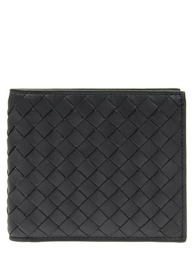 Bottega Veneta Intrecciato Weaving Half Wallet Black