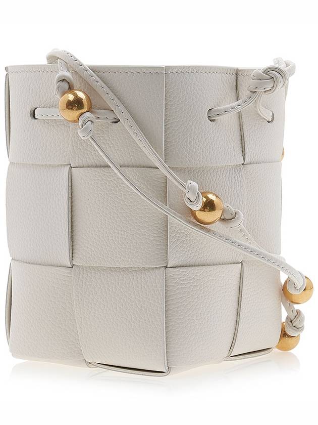 Bottega Veneta Cassette Intrecciato Mini Bucket Bag White