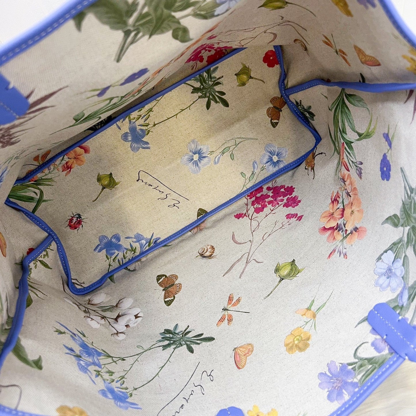 Goyard 2025 Limited Edition Saint Louis PM Tote in Reversible Iris Goyardine Canvas and Floral Cotton / Linen Interior