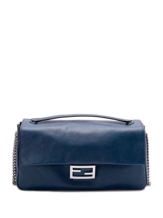 FENDI Large Leather Shoulder Handbag with Chain Link Strap