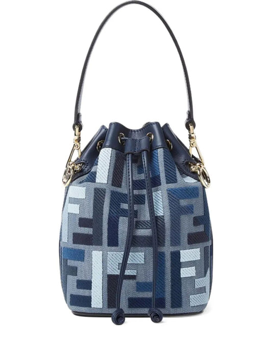 FENDI Embroidered Canvas Bucket Handbag