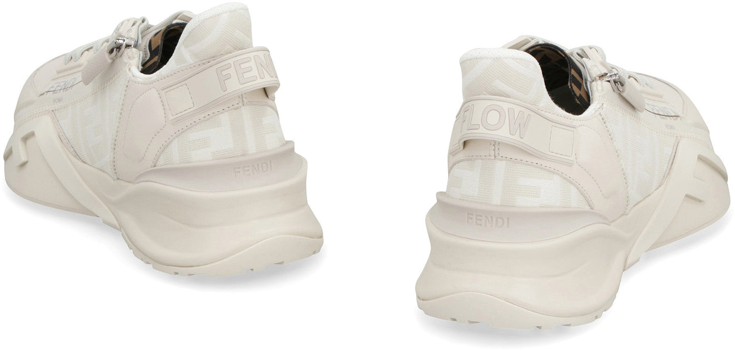 FENDI Leather and Jacquard FLOW Sneakers for Women