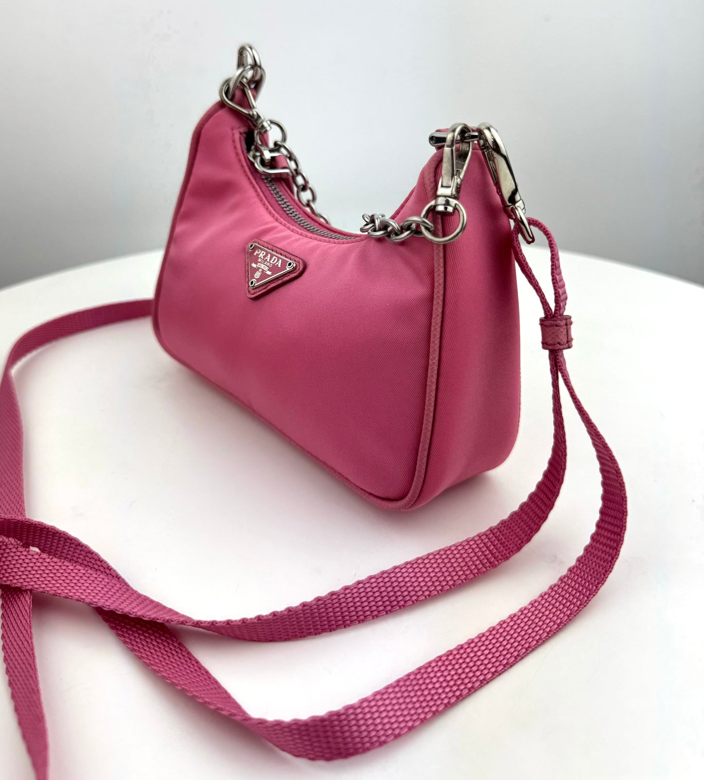 Prada Tessuto Nylon Mini Re-Edition Shoulder bag Pink