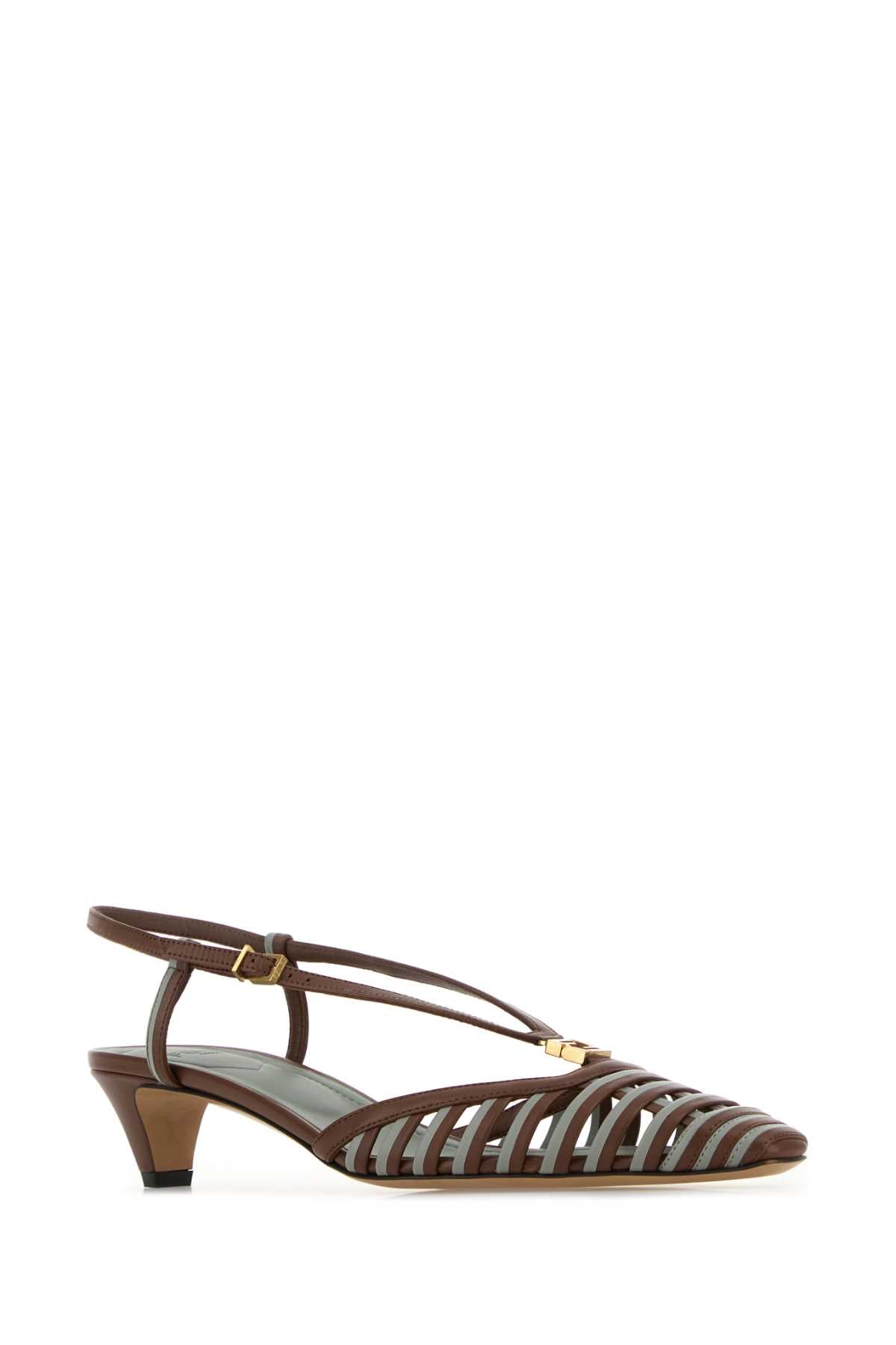 FENDI Two-Tone Leather Slingback Pumps