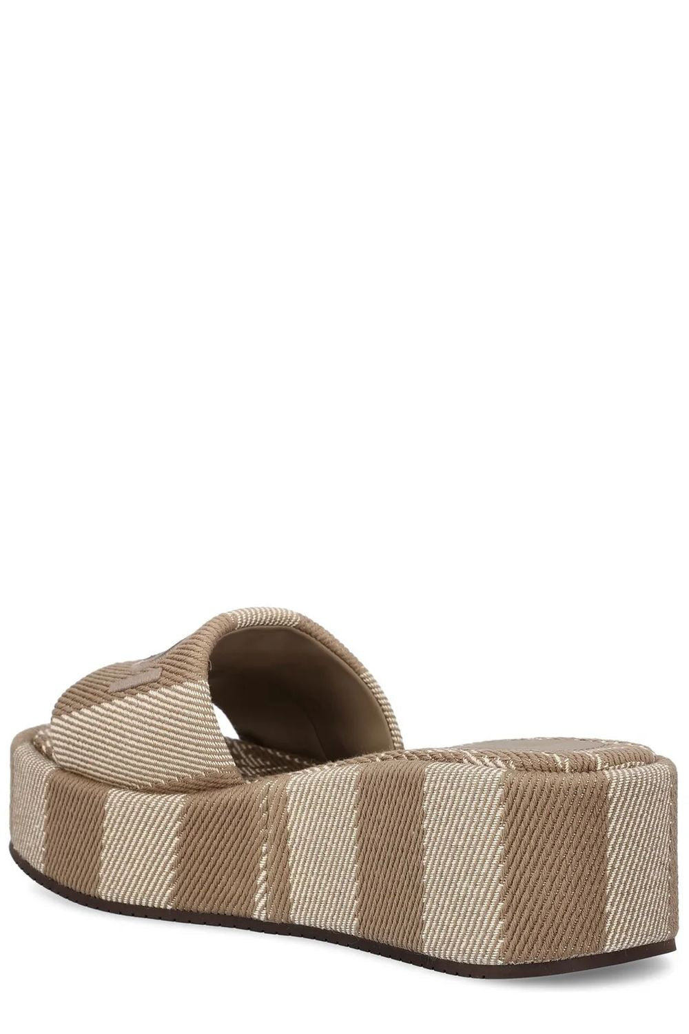 FENDI Embroidered Canvas Platform Slippers