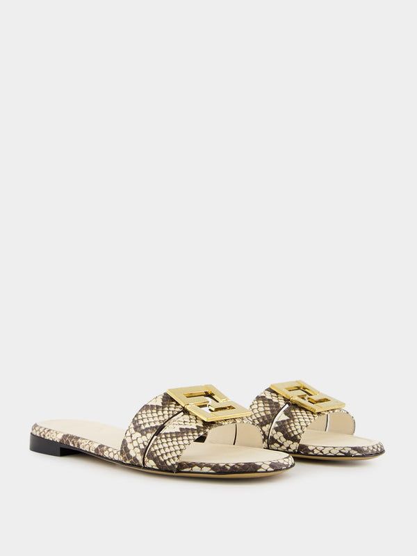 FENDI Multicolor Leather Fold Slippers - Flat FF Style 55mm