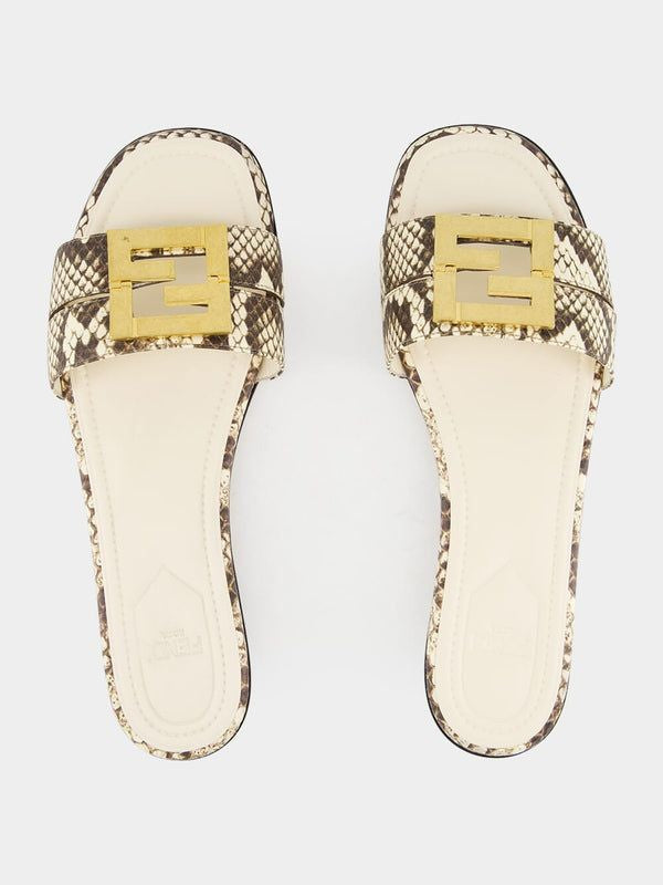 FENDI Multicolor Leather Fold Slippers - Flat FF Style 55mm