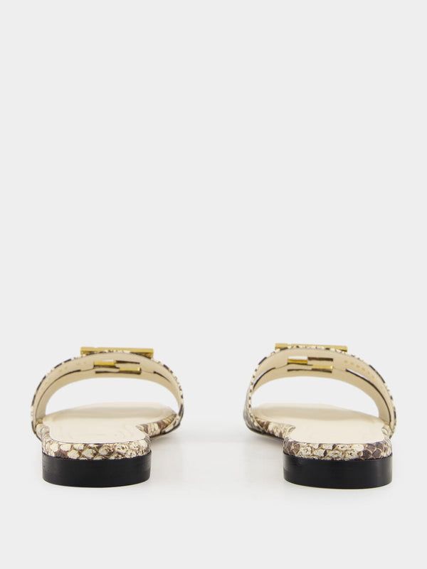 FENDI Multicolor Leather Fold Slippers - Flat FF Style 55mm