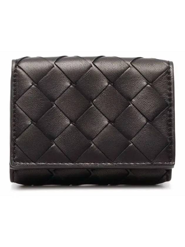 Bottega Veneta TINy Tri-Fold Zipper Half Wallet Brown
