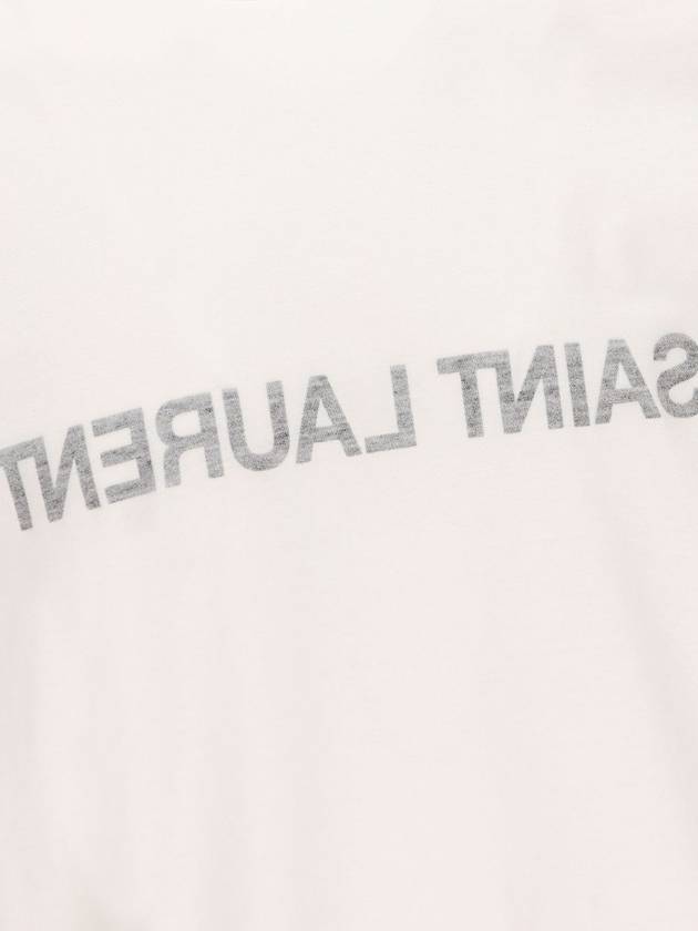 Saint Laurent Reverse Logo Print Cotton Short Sleeve T-Shirt White