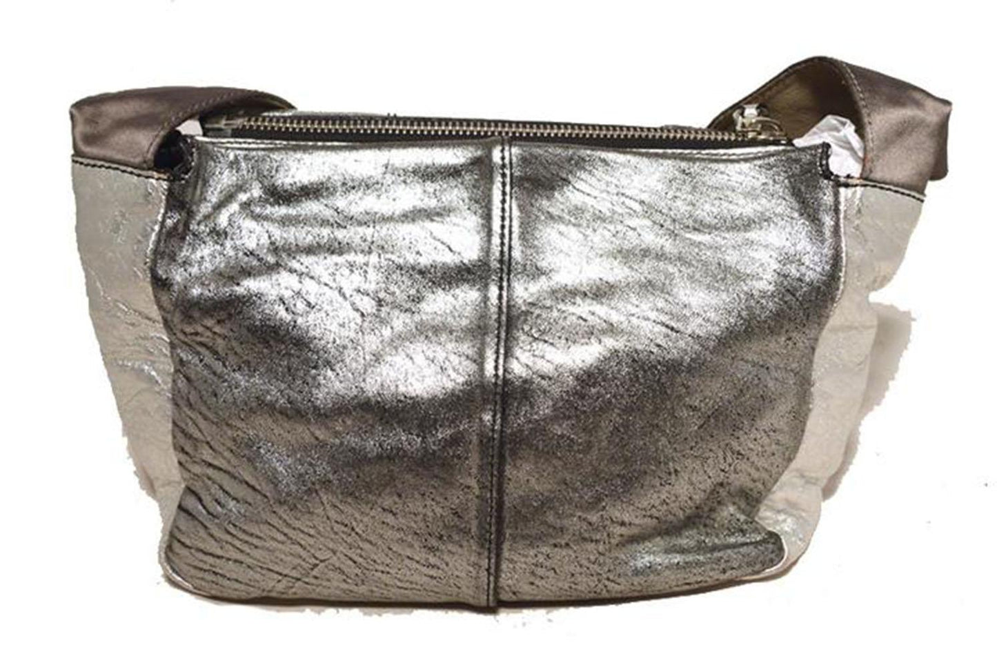 CHLOE Silver Leather Satin Snakeskin Buckle Shoulder Bag