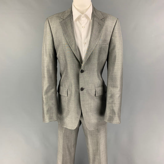 PRADA Size 36 Light Gray Wool Silk Notch Lapel Suit
