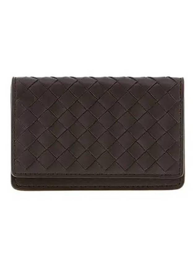 Bottega Veneta Intrecciato Flap Card Wallet Brown