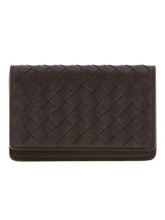 Bottega Veneta Intrecciato Flap Card Wallet Brown