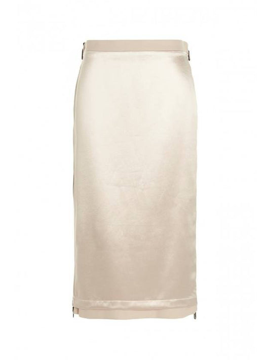 Fendi Women's Backlogo Label Satin Pencil Skirt Pink