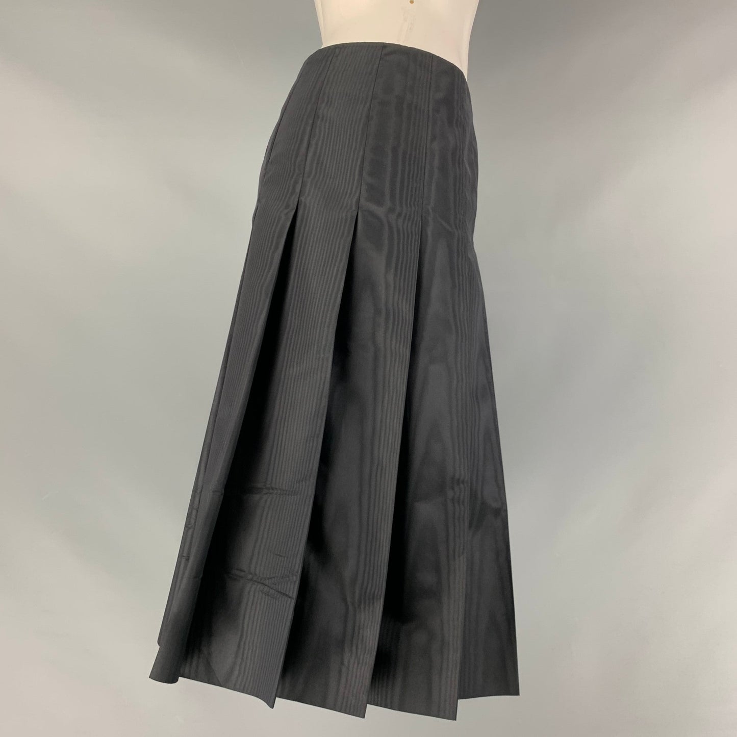 PRADA Size 2 Black Silk Pleated Circle Skirt