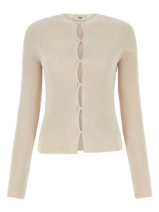 Fendi Cotton Blend Cardigan Beige