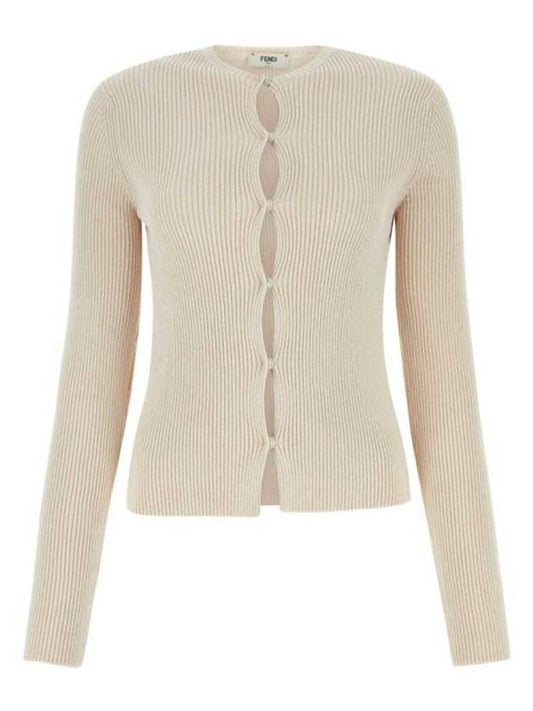 Fendi Cotton Blend Cardigan Beige