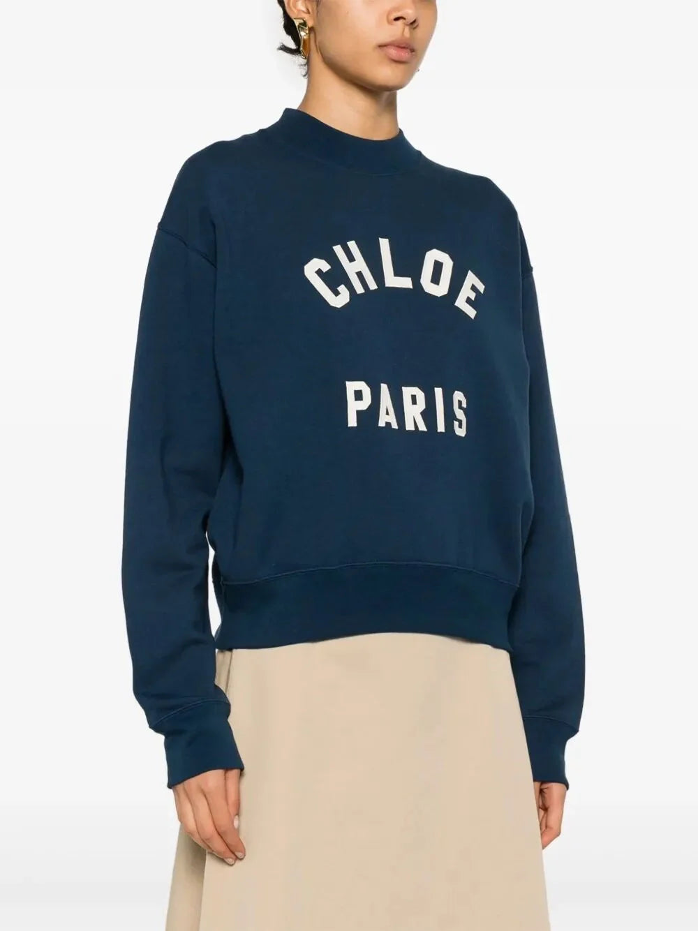 Chloe Women Mock-Neck Logo Sweater