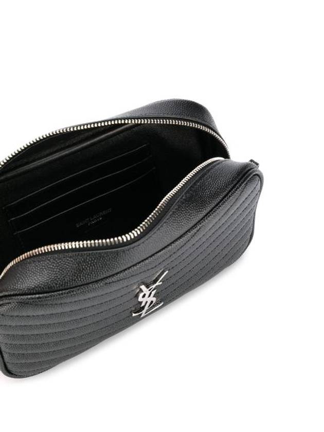 Saint Laurent Lou Mini Bag in Grain de Poudre Embossed Quilted Leather Black Silver