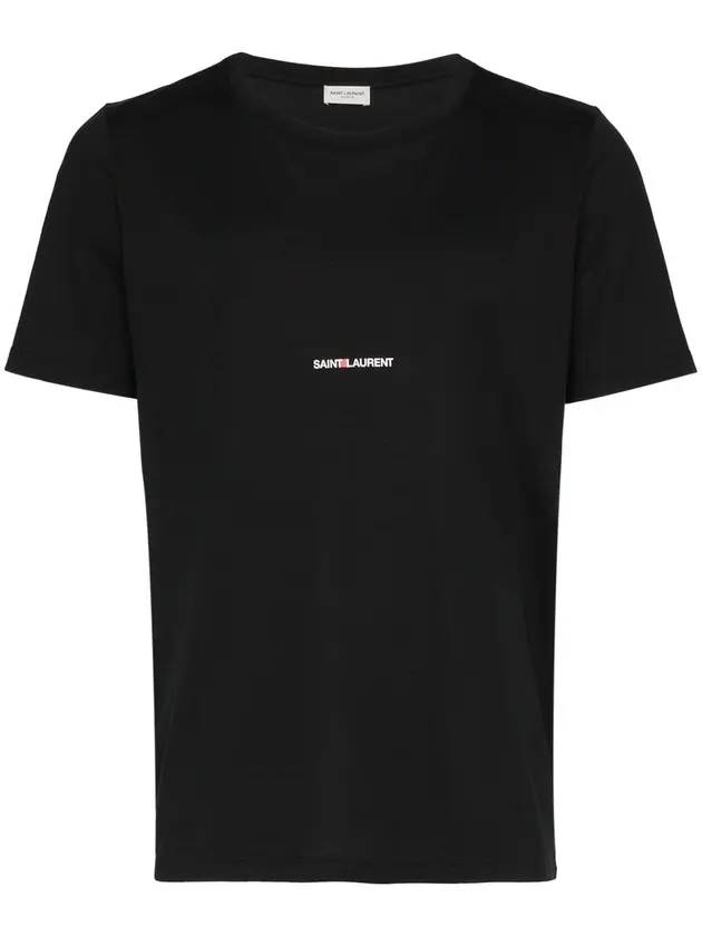 Saint Laurent Men's Small Logo Short Sleeve T-Shirt Black