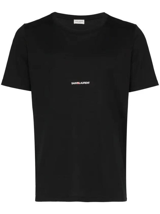 Saint Laurent Men's Small Logo Short Sleeve T-Shirt Black