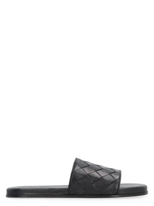 Bottega Veneta Intrecciato Leather Slippers Black