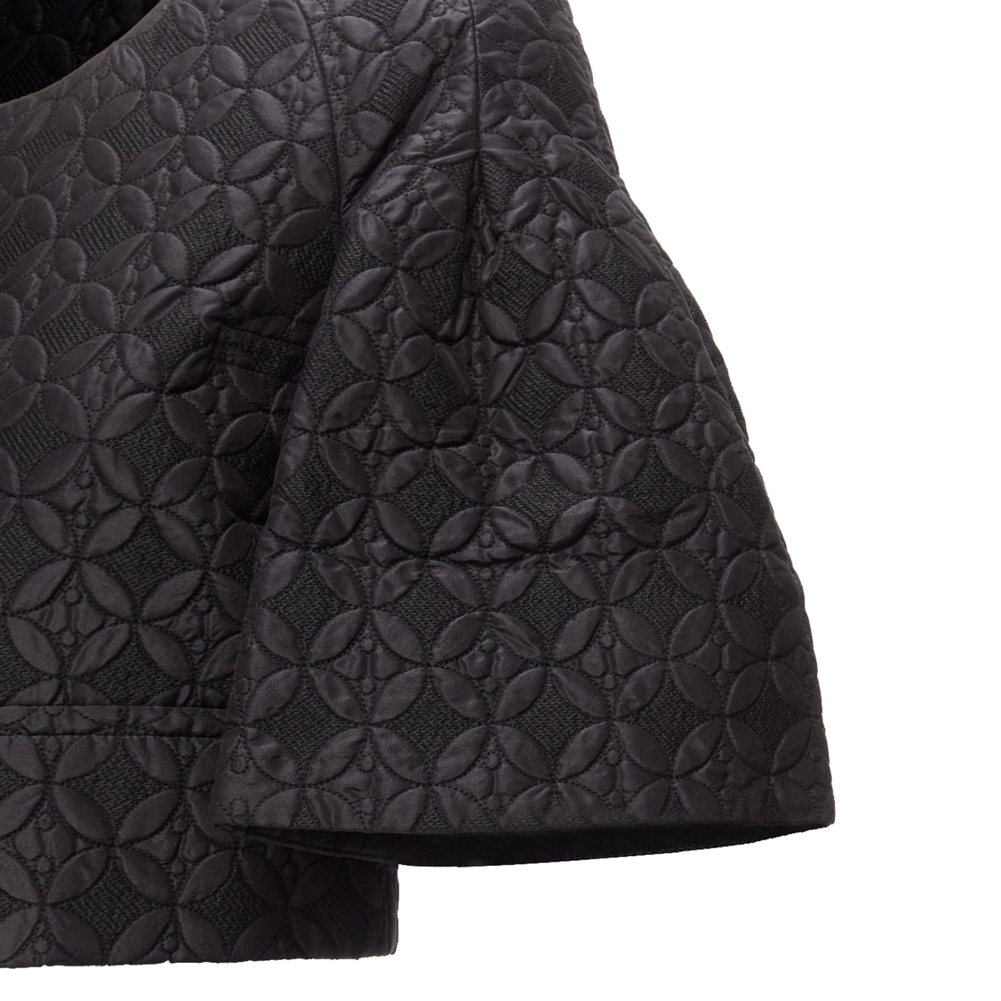 Chloe floral jacquard bell sleeve round neck cropped jacket
