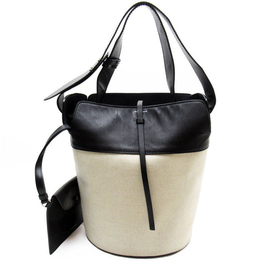 Burberry  ivory Canvas Leather Pouch Shoulder Bag ()