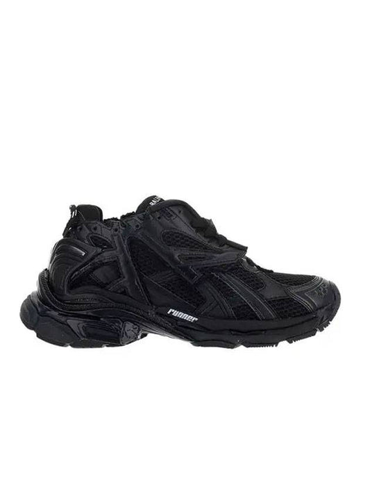 Balenciaga Fake Leather Mesh Runner Sneakers Black