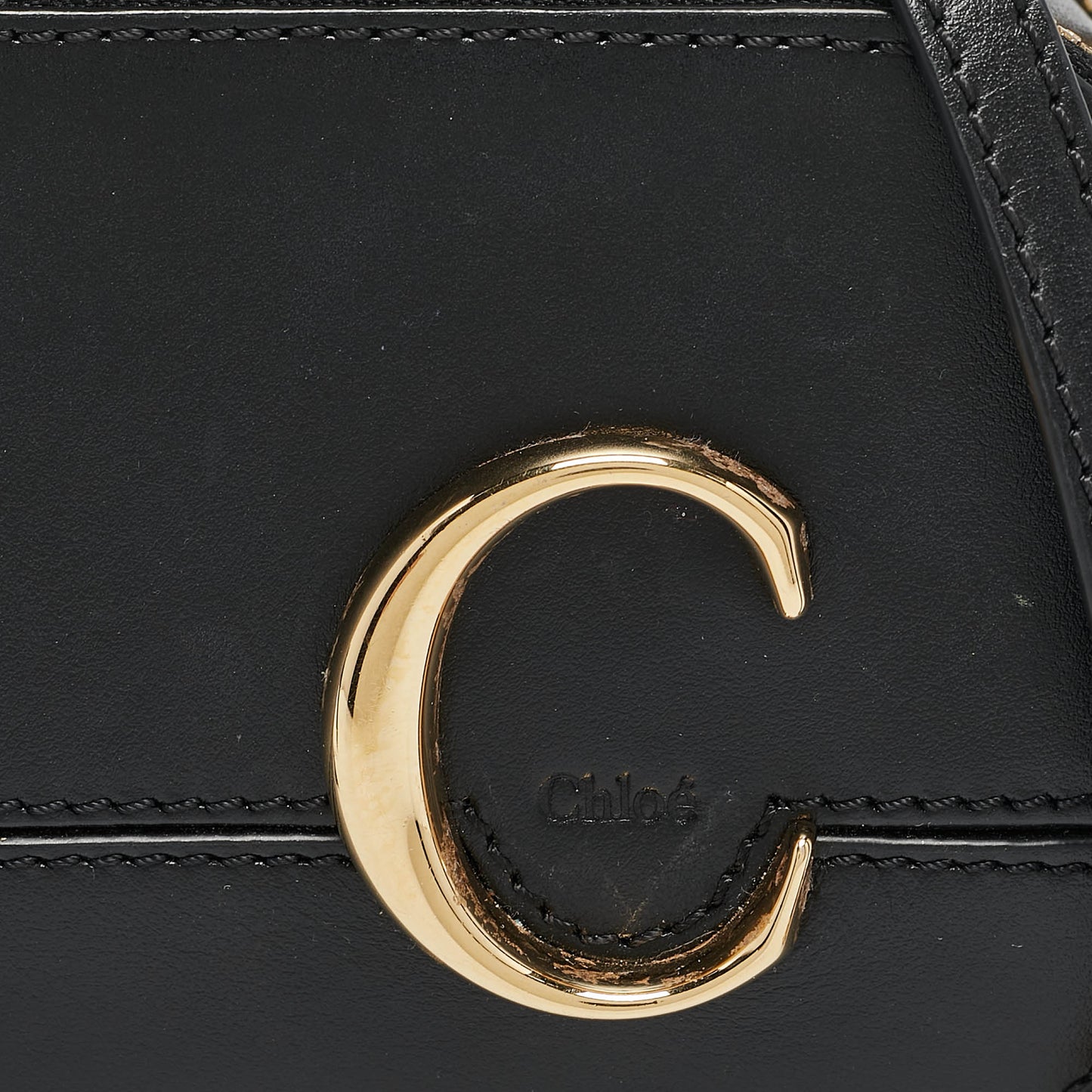 Chloe Black Leather C Vanity Shoulder Bag