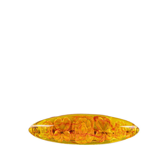 Chanel Clover Camellia Brooch Orange Plastic