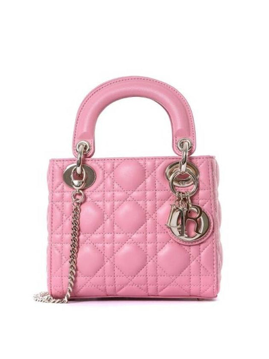 Lady Cannage Small Lambskin Tote Bag Light Pink Dior