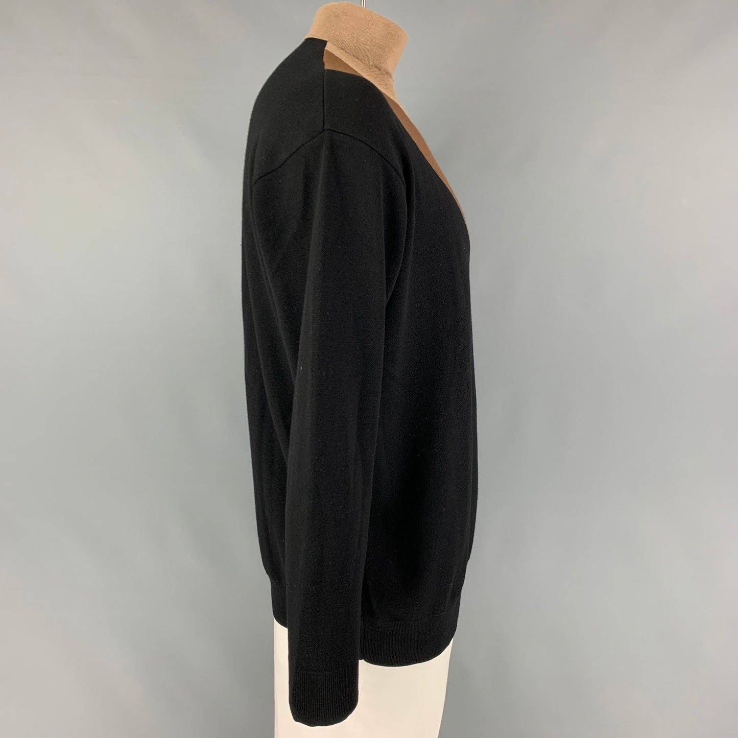PRADA Size M Black Brown Color Block Turtleneck Pullover
